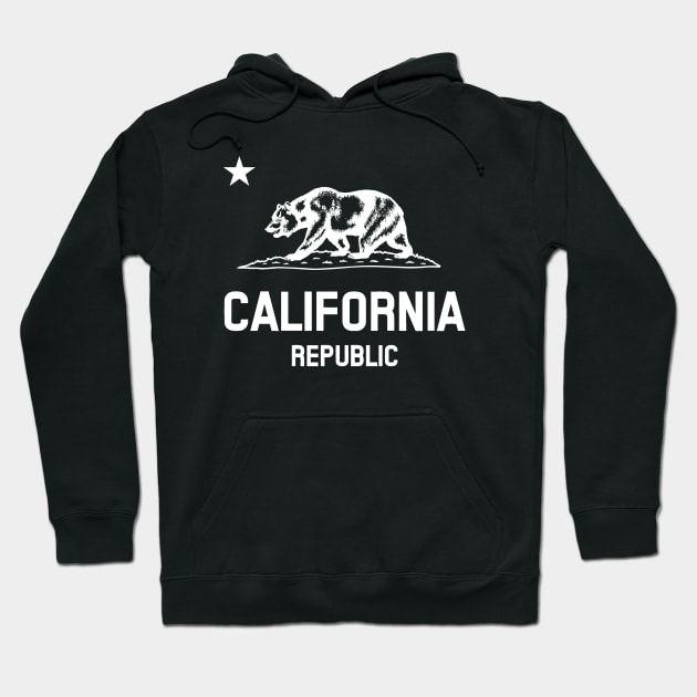 California Republic 'bear flag revolt' - white print Hoodie by retropetrol